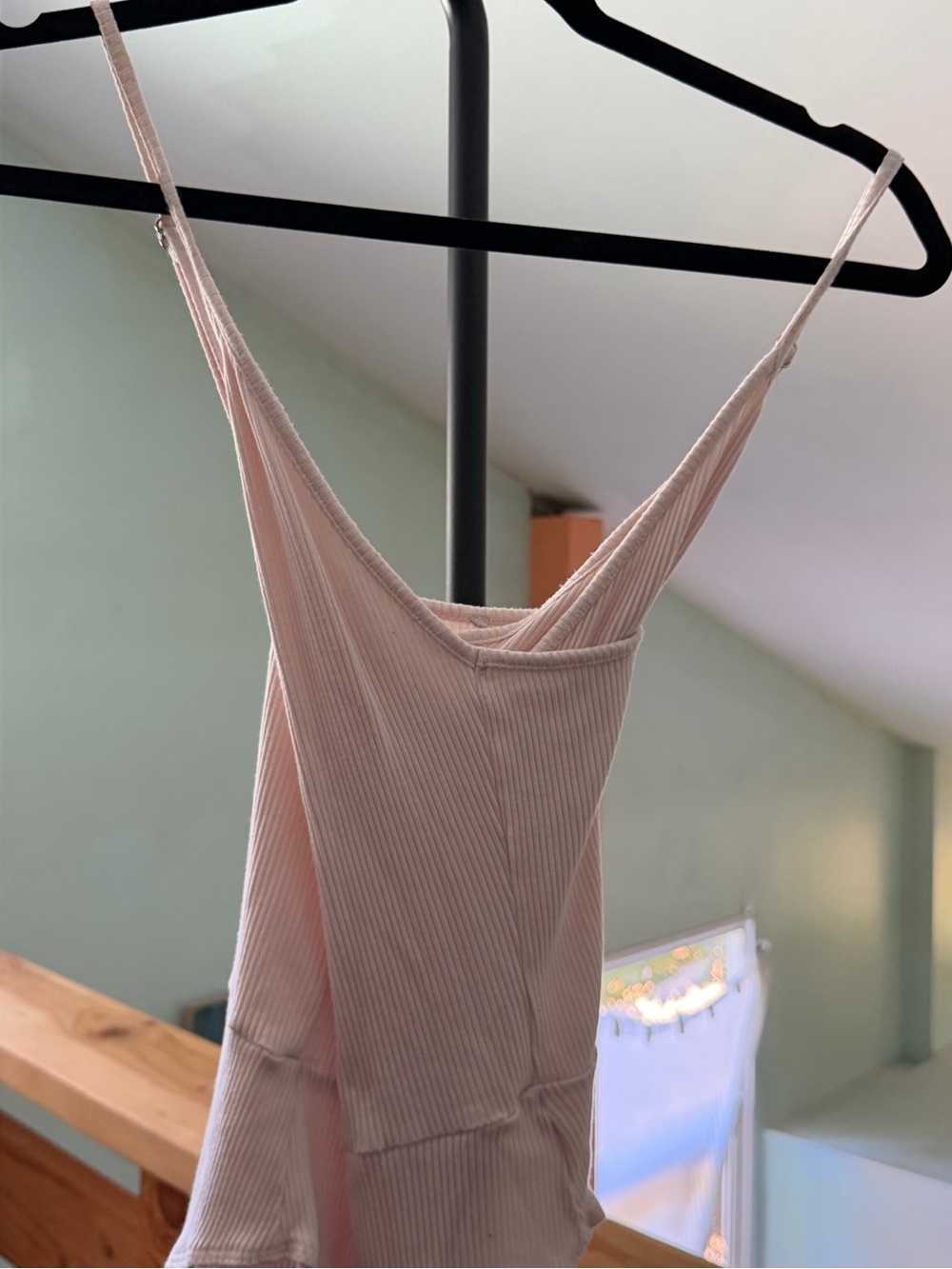 Ribbed Camisole Slip body suit in Light Pink